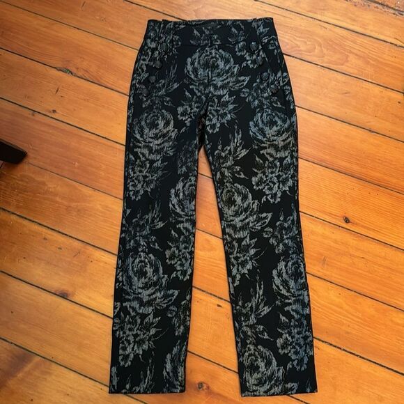 White House Black Market Pants - WHBM Jolie Straight Luxe Black & Silver Cigarette Pants Sz 4 LN!